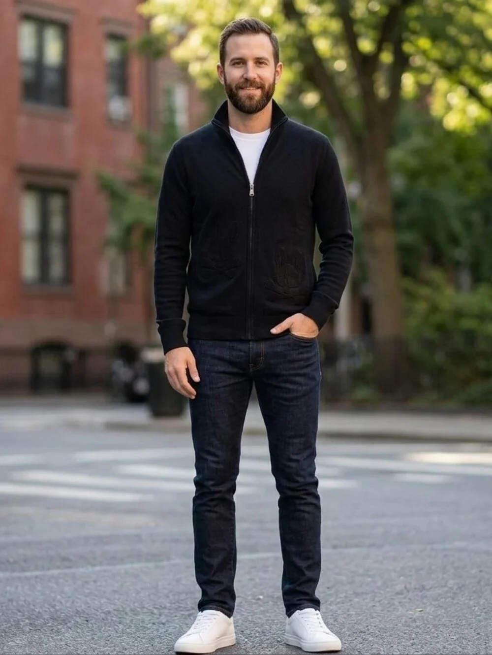 Psycho Bunny Men’s Black Full Zip Cotton Knit Cardigan Sweater Jacket XS